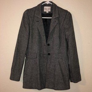 REISS Gray Herringbone Tweed Riding Jacket Blazer